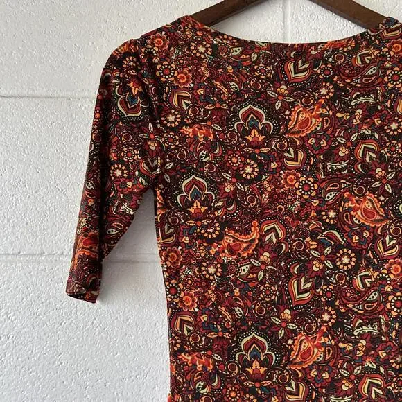 Lularoe Floral Paisley Short Sleeve Fit And Flare Skater Dress Women's XS - Picture 4 of 6